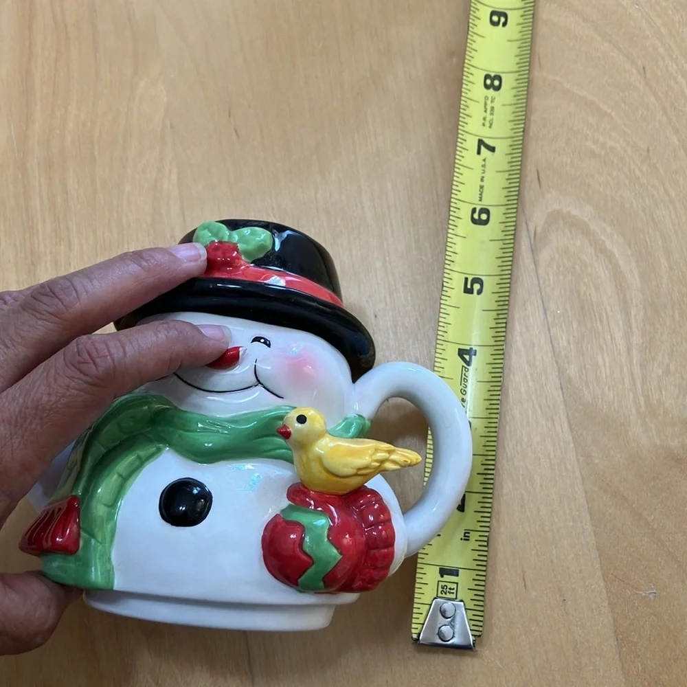 Too Good Gourmet Snowman teapot‎ and mug set vintage with yellow canary